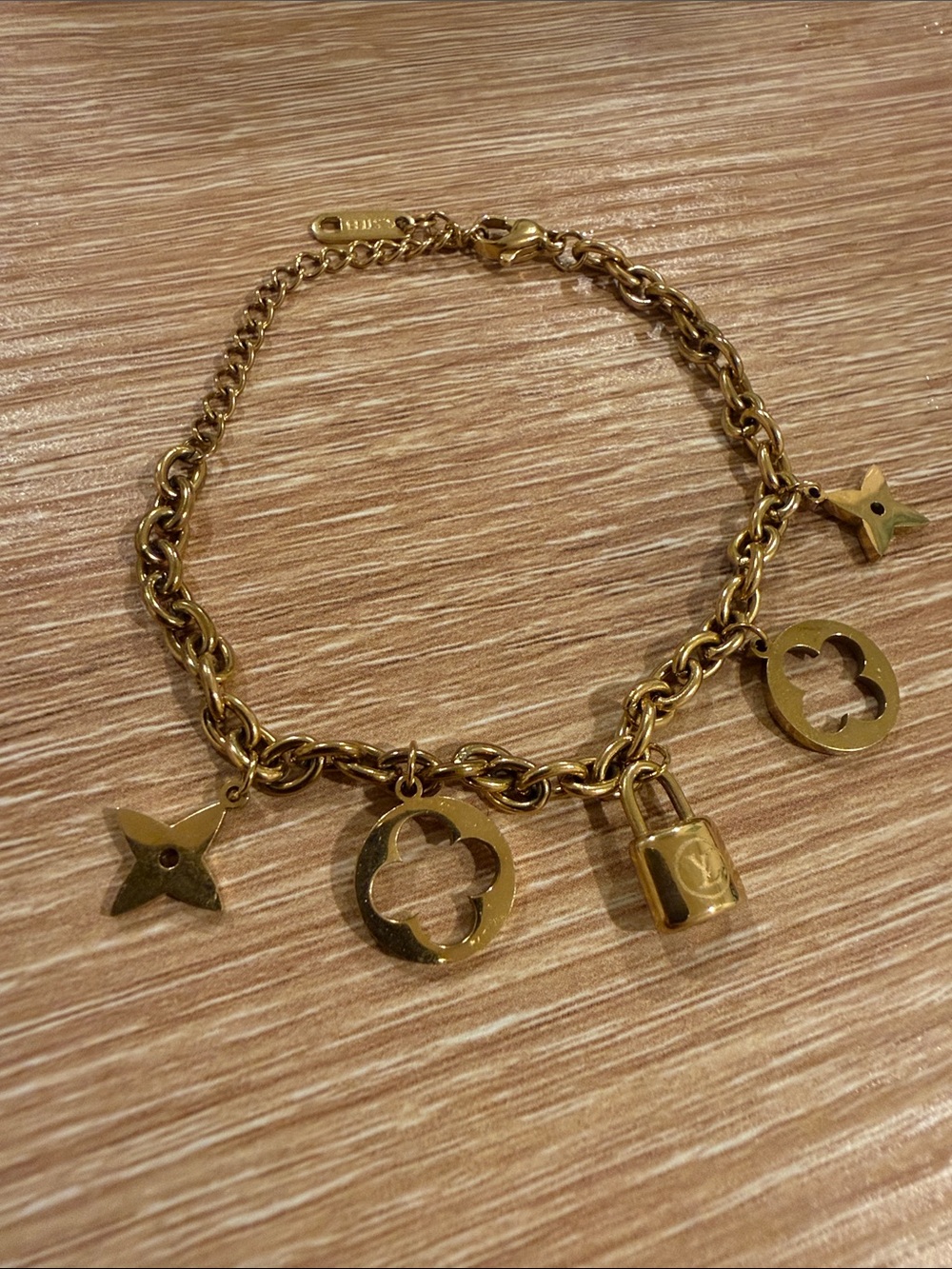 Lookalike LV Gold Charm Link Bracelet with Padlock